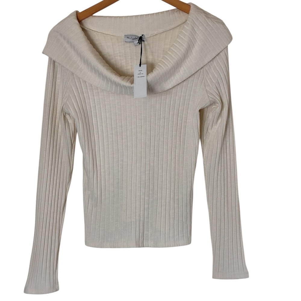 Michael Stars | NWT Aspen top luxe jasper long sleeve off the shoulder sweater